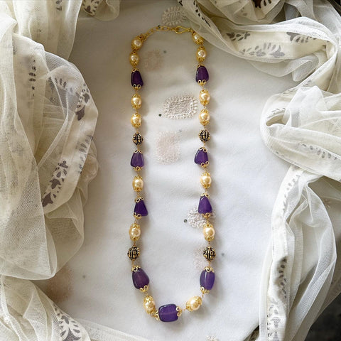 Purple beads Pearl mala