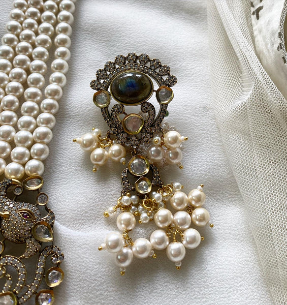 Ganesha polki kundan beaded jewellery - Earth Pearl