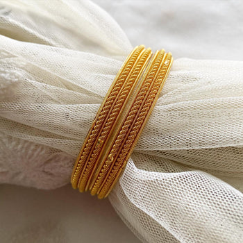 Micro gold Dual rope bangles - set of 2 - Adorna