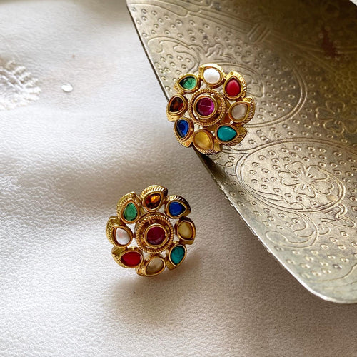 Swirl Navratna studs