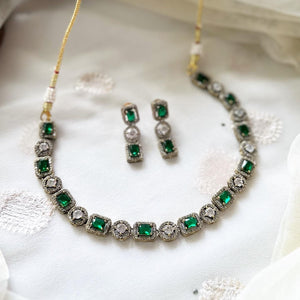 Victorian Rectangle CZ short set - Green