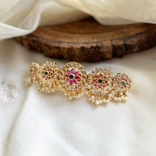 Matte CZ floral center hair clip