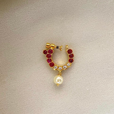 Dotts Nath/nose ring - Right side - Ruby-White