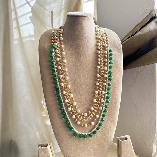 Multi-layer Green pearl mala