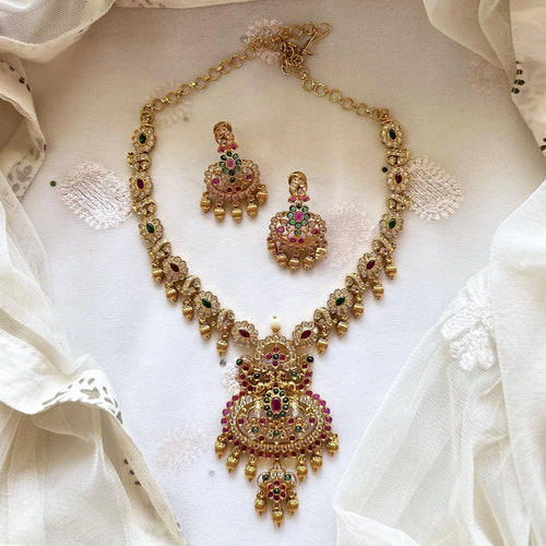 Antique CZ kemp gold drops short set