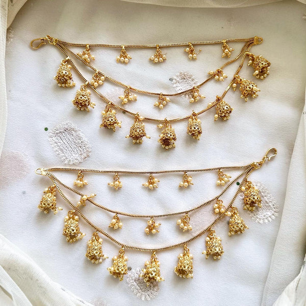 3 line Jumkhas ear chain/maatal