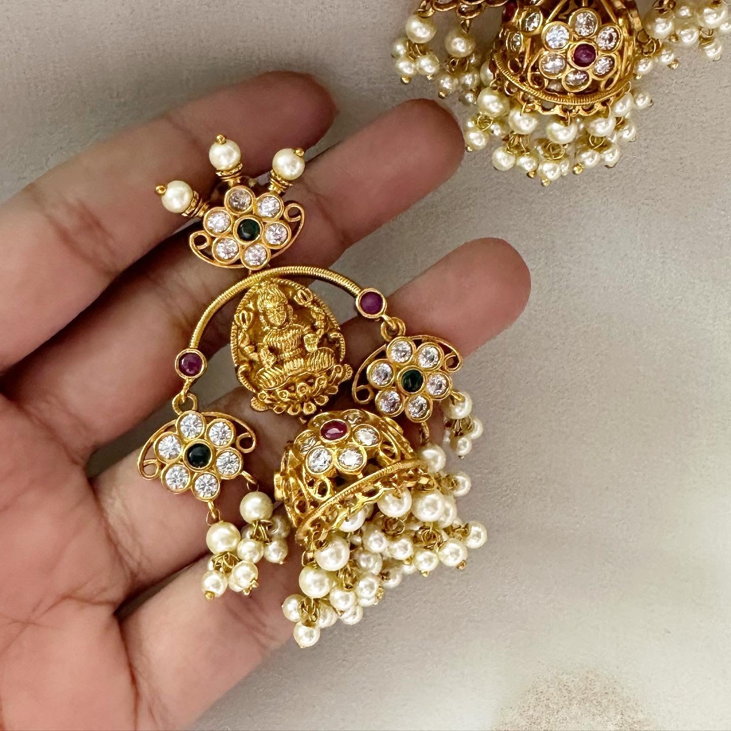 Lakshmi flower drops jumkhas