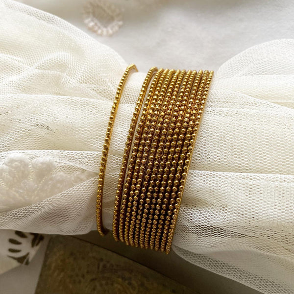 Fancy Gold dotted bangles - set of 12
