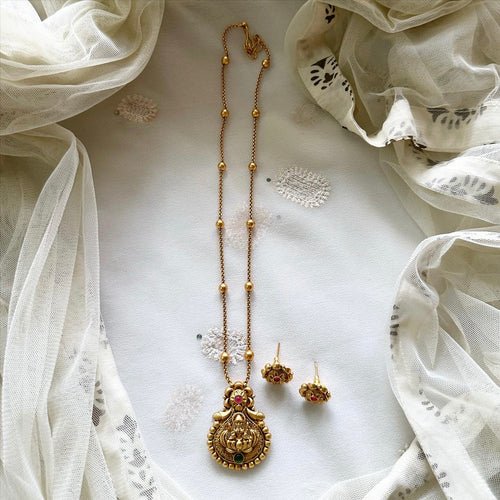 Matte kemp Lakshmi pendant neckset