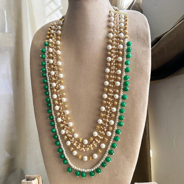 Multi-layer Green pearl mala