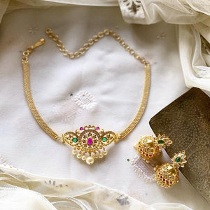 Gold AD mini floral choker set