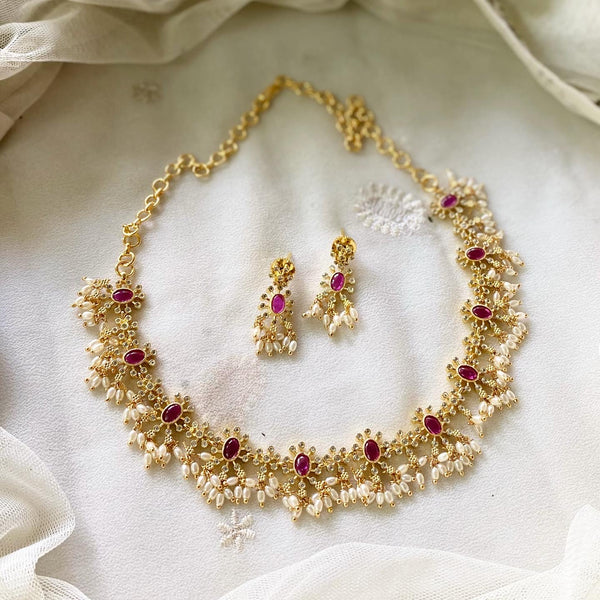 Ruby floral rice pearl short set - Adorna