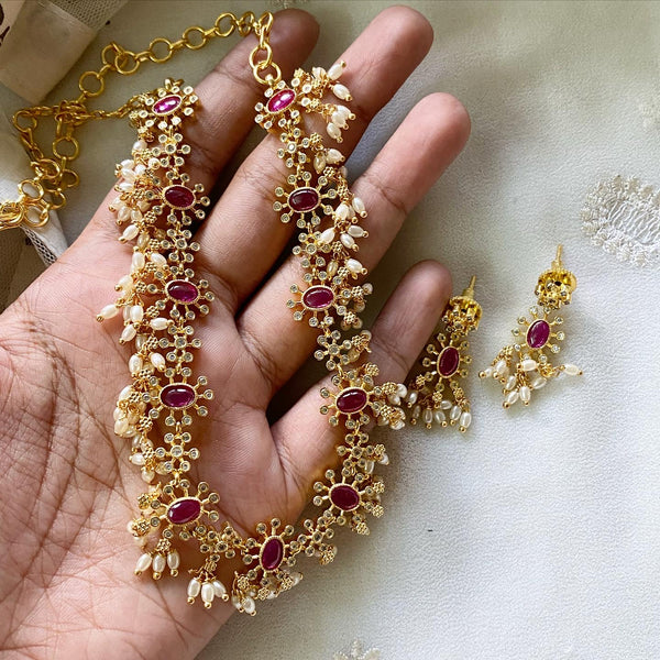 Ruby floral rice pearl short set - Adorna