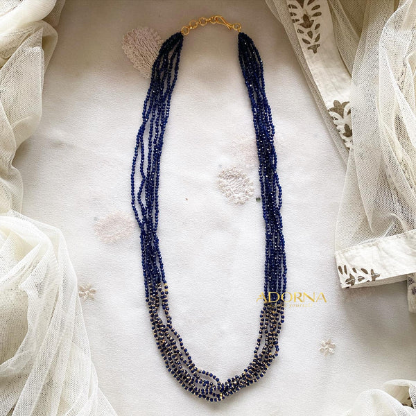 Blue gold hint crystal mala - Adorna