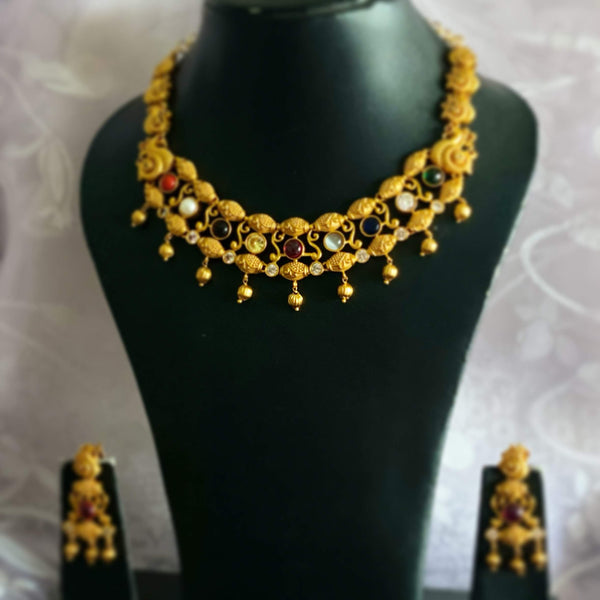 Navratna Annam short set-Adorna-Gold Jewellery
