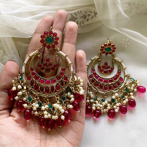 Rani layered chandbali earrings - Adorna