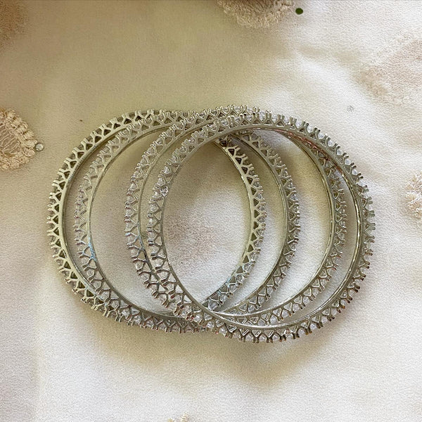 Star cut silver bangles - Set of 4 - Adorna