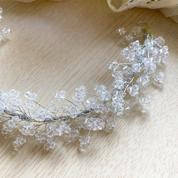 Silver Crystal vein hair accessory - Adorna