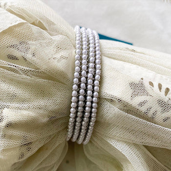 Round pearl fancy bangles - set of 4 - Adorna