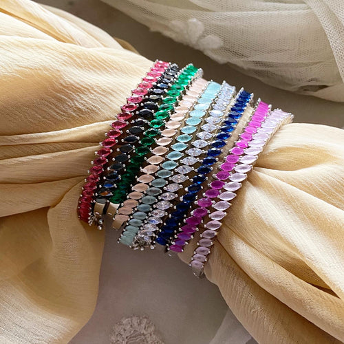 Silver CZ slant row bracelet