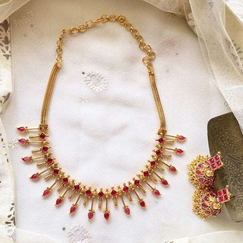 Antique Paisley spike short set - Ruby