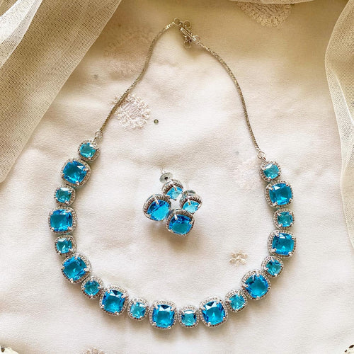 Faux Diamond Doublet neckset - Such a Blue!
