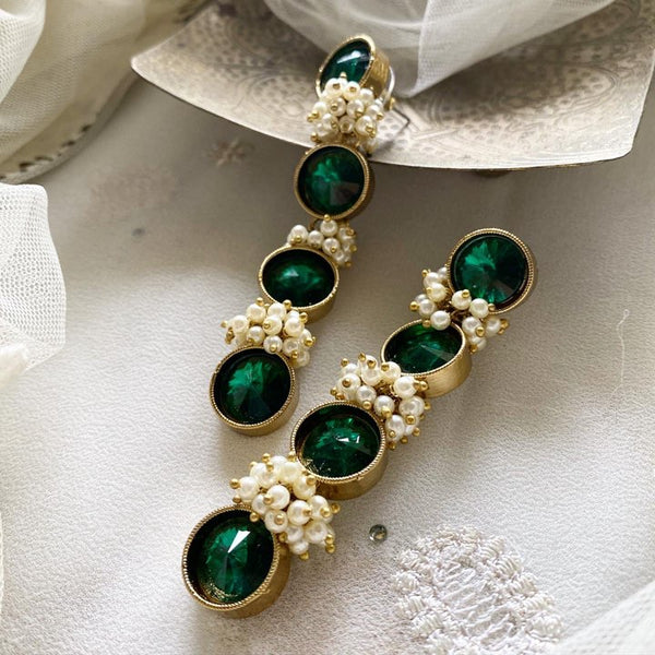 Green Crystal long earrings