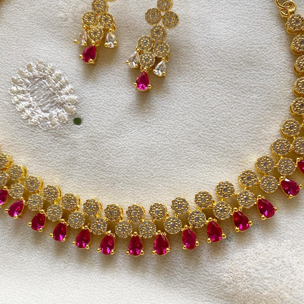 Ruby tear drop Nakshatra short set - Adorna