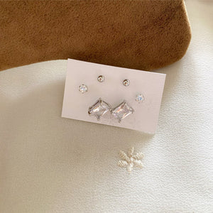 Triple piercing Rectangle sparkle studs - Adorna