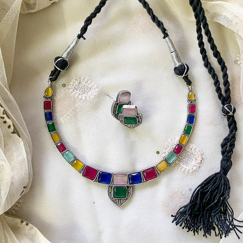 Colour blocked hasli set