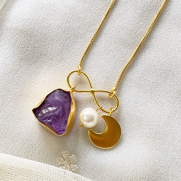 Purple infinity moon necklace - Adorna
