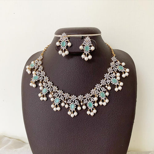 Pastel Green floral tear drops AD short set