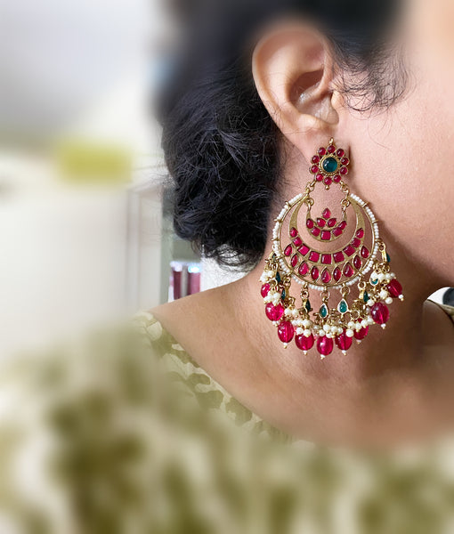 Rani layered chandbali earrings - Adorna