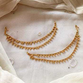 Antique gold bead 2 line ear chain/maatal - Adorna