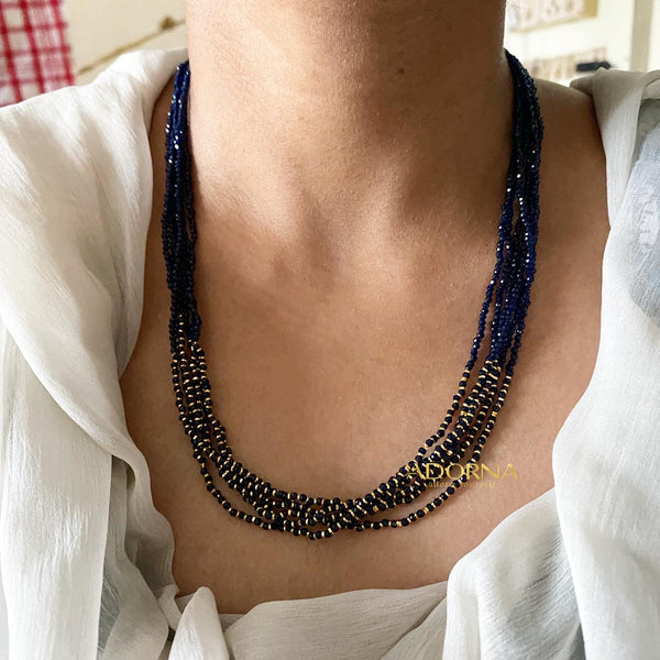Blue gold hint crystal mala - Adorna