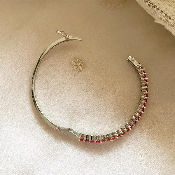 Silver CZ slant row bracelet - Adorna