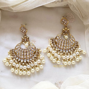 Polki Kundan Pearl long earrings